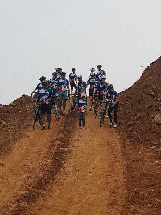  Little Charlotte leading the riders down the muddy hill. 